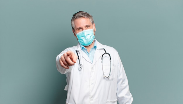 Middle age man physician with a protective mask