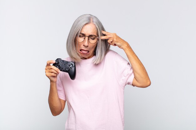 Middle age woman looking unhappy and stressed