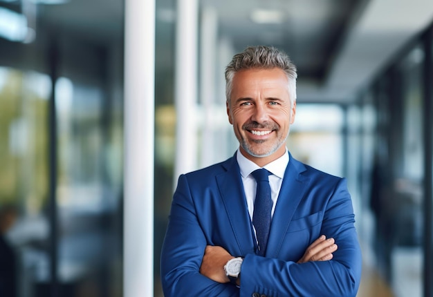 middle aged businessman smiling in the office