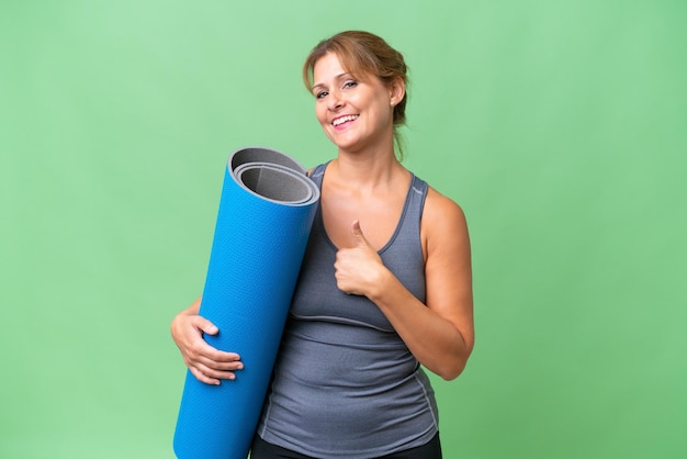 Middle aged caucasian woman over isolated background