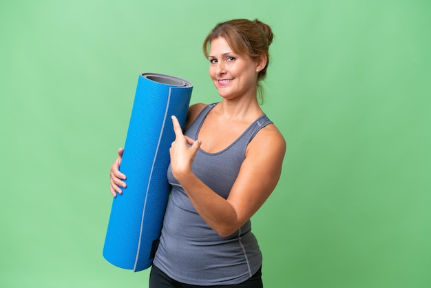 Middle aged caucasian woman over isolated background