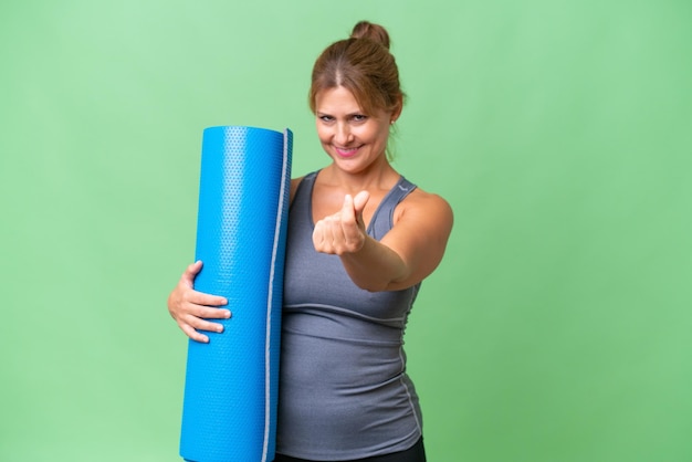 Middle aged caucasian woman over isolated background