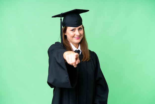 Middle aged caucasian woman over isolated background