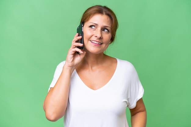 Middle aged caucasian woman over isolated background