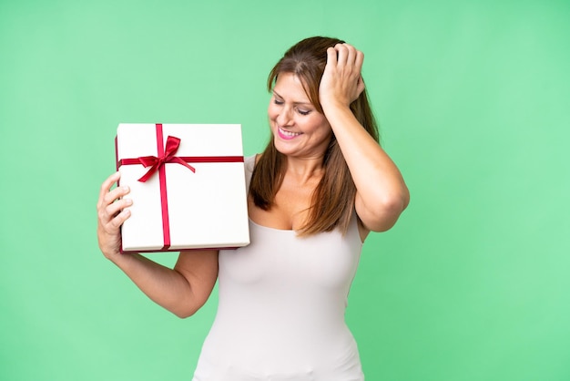 Middle aged caucasian woman over isolated background