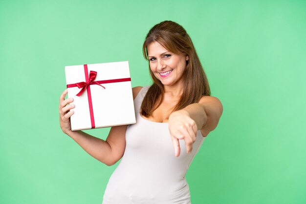 Middle aged caucasian woman over isolated background