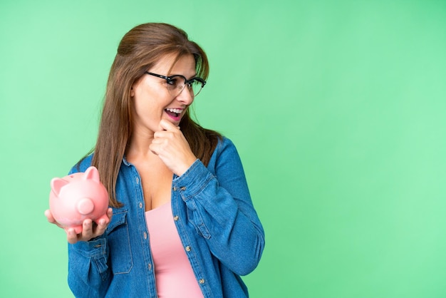 Middle aged caucasian woman over isolated background