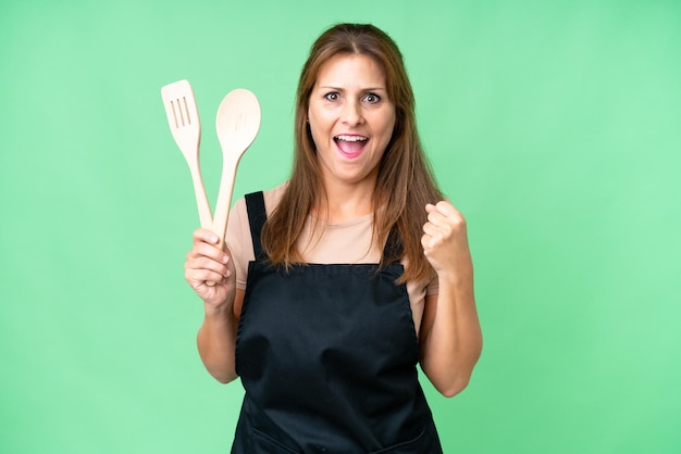 Middle aged caucasian woman over isolated background