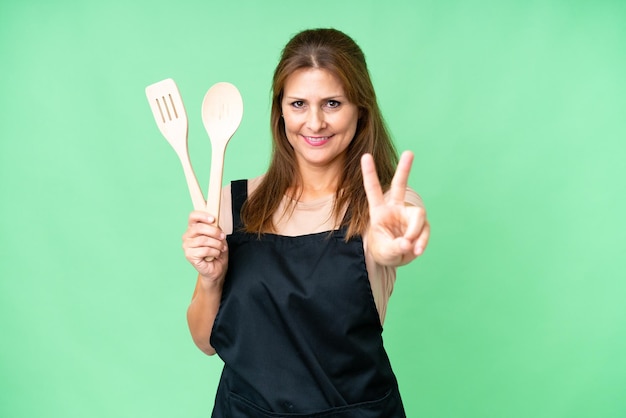 Middle aged caucasian woman over isolated background