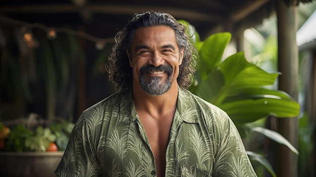 Middle aged indian man smiling looking at camera closeup indoor portrait