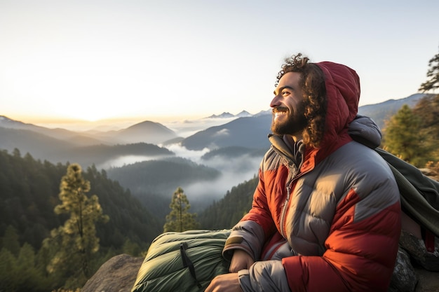 写真 山の中年男性 ⁇ 自然の中の真の生活 ⁇