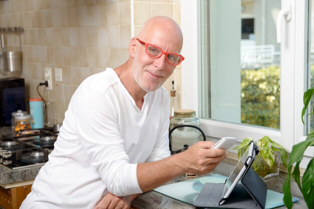 Middle-aged man with a mobile phone