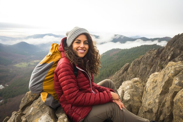 Middle aged woman in the mountains True life in nature