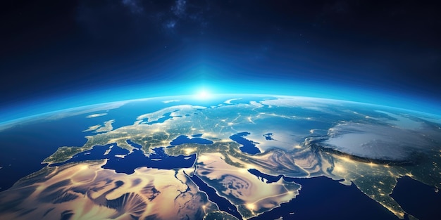 Middle East From Space View of the Arabian Peninsula Persian Gulf on Planet Earth Cinematic