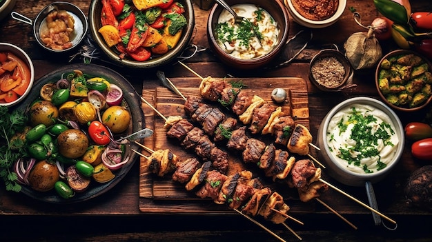 中東のアラビア料理または地中海の食卓 生成 AI