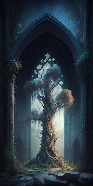 In the middle of an elf woodland and the rubble of a longdemolished church a holy tree flourishes