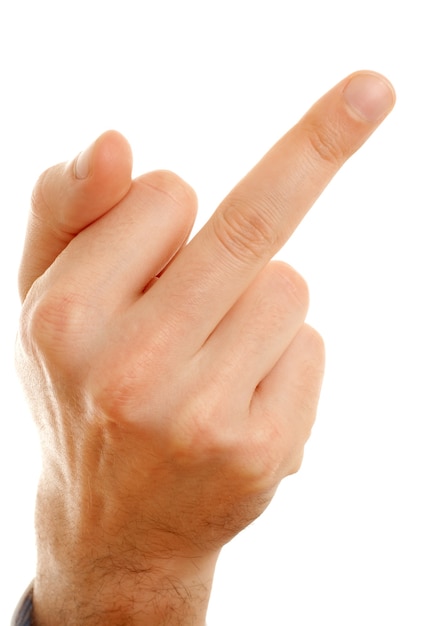 Photo middle finger of arrogant man