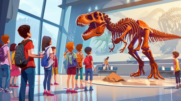 Photo a middle school cl visits a natural history museum and gets to touch and examine real dinosaur