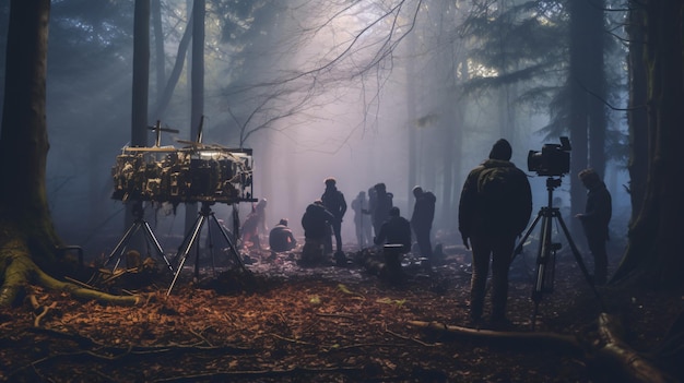 Foto nel bel mezzo delle riprese di una scena per un film studentesco