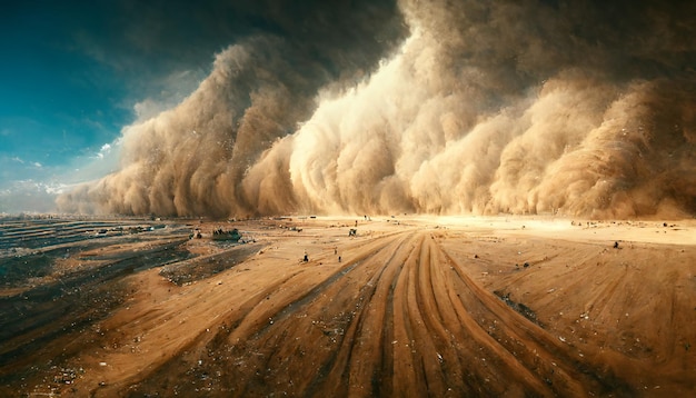 the middle of a whirlwind of sand sandstorm hurricane