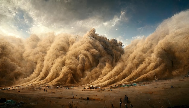 the middle of a whirlwind of sand sandstorm hurricane