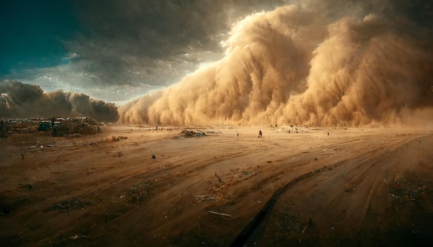 the middle of a whirlwind of sand sandstorm hurricane