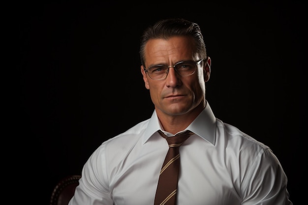 Photo middleaged business tycoon with glasses