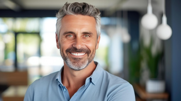 Middleaged man smiles at the camera