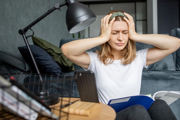 middleaged woman makes inhalation at home cold respiratory diseases influenza and viral infection