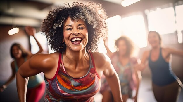 Middleaged women enjoying a joyful dance class candidly expressing their active lifestyle through