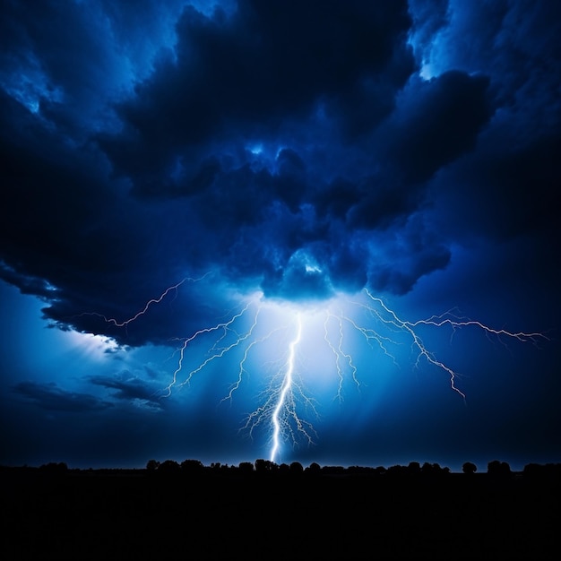 Premium AI Image | Midnight Bolts Minimalist Lightning in the Thunderstorm