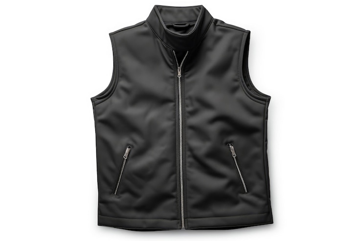 Photo midnight elegance a black leather vest on a white canvas on a clear png or white background