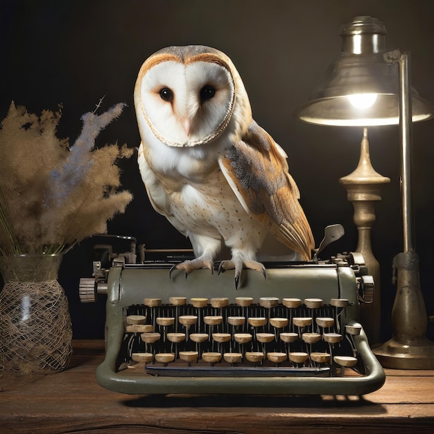 Midnight Muse Owl Typewriter