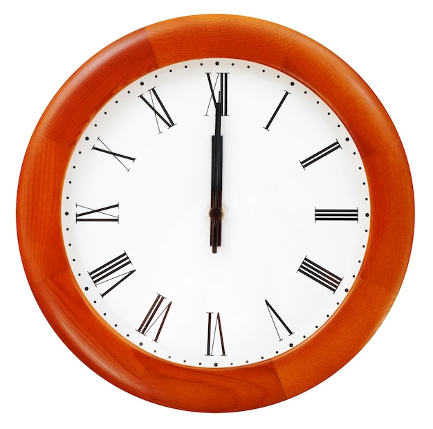 Midnight on the round wall clock