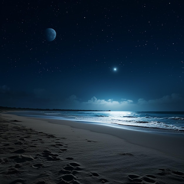 Midnight Serenity Minimalist Beach Nights