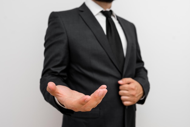 Midsection of businessman against white background