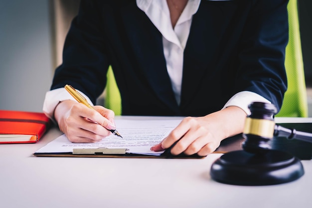 midsection of lawyer reading document
