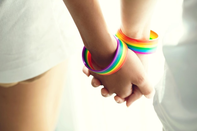 midsection of lesbian women holding hands