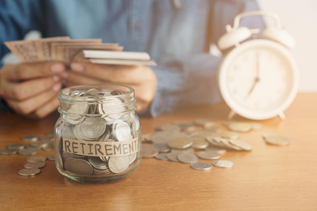 Photo midsection of man counting money