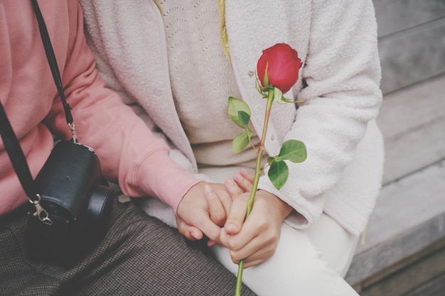 Photo midsection of man holding plant