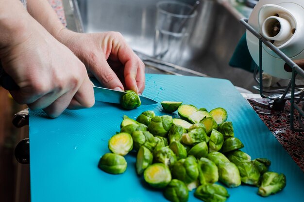 Midsection of man preparing food on table