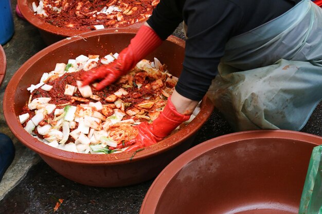 Midsection of man preparing food