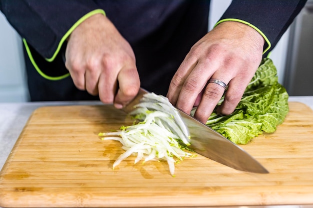 Photo midsection of man preparing food