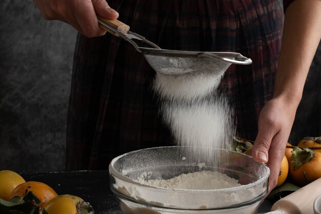 Photo midsection of man preparing food