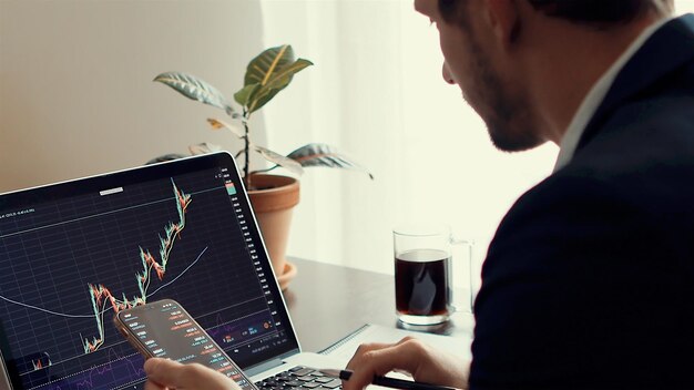 Photo midsection of man using laptop