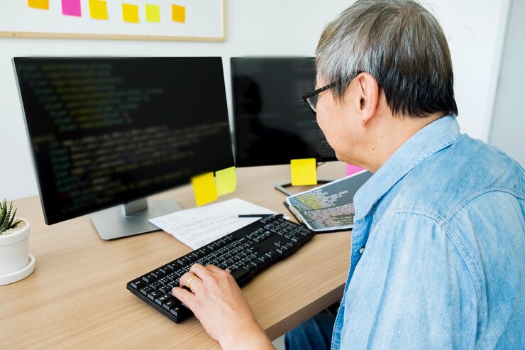 Photo 테이블 위 에 스마트 폰 을 사용하는 남자 의 중간 부분