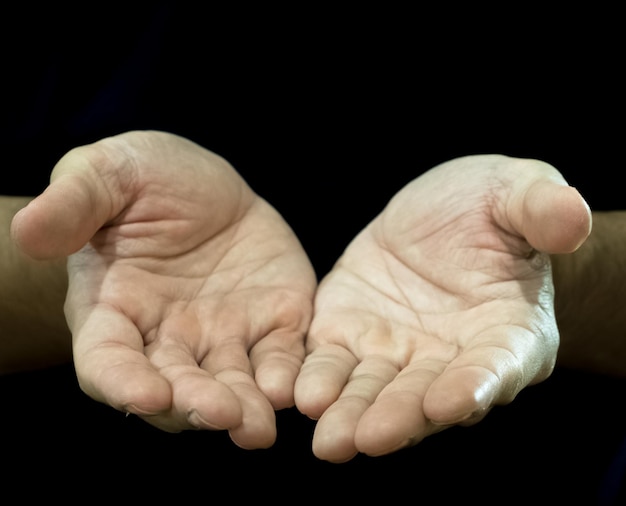 Photo midsection of man with hands cupped