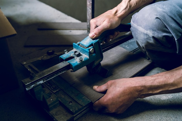 Midsection of man working at construction site