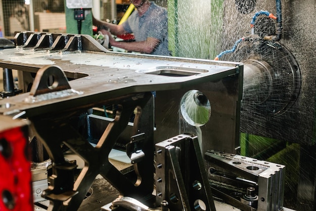 Photo midsection of man working with machinery