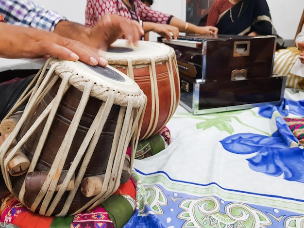 Photo midsection of musician playing instruments